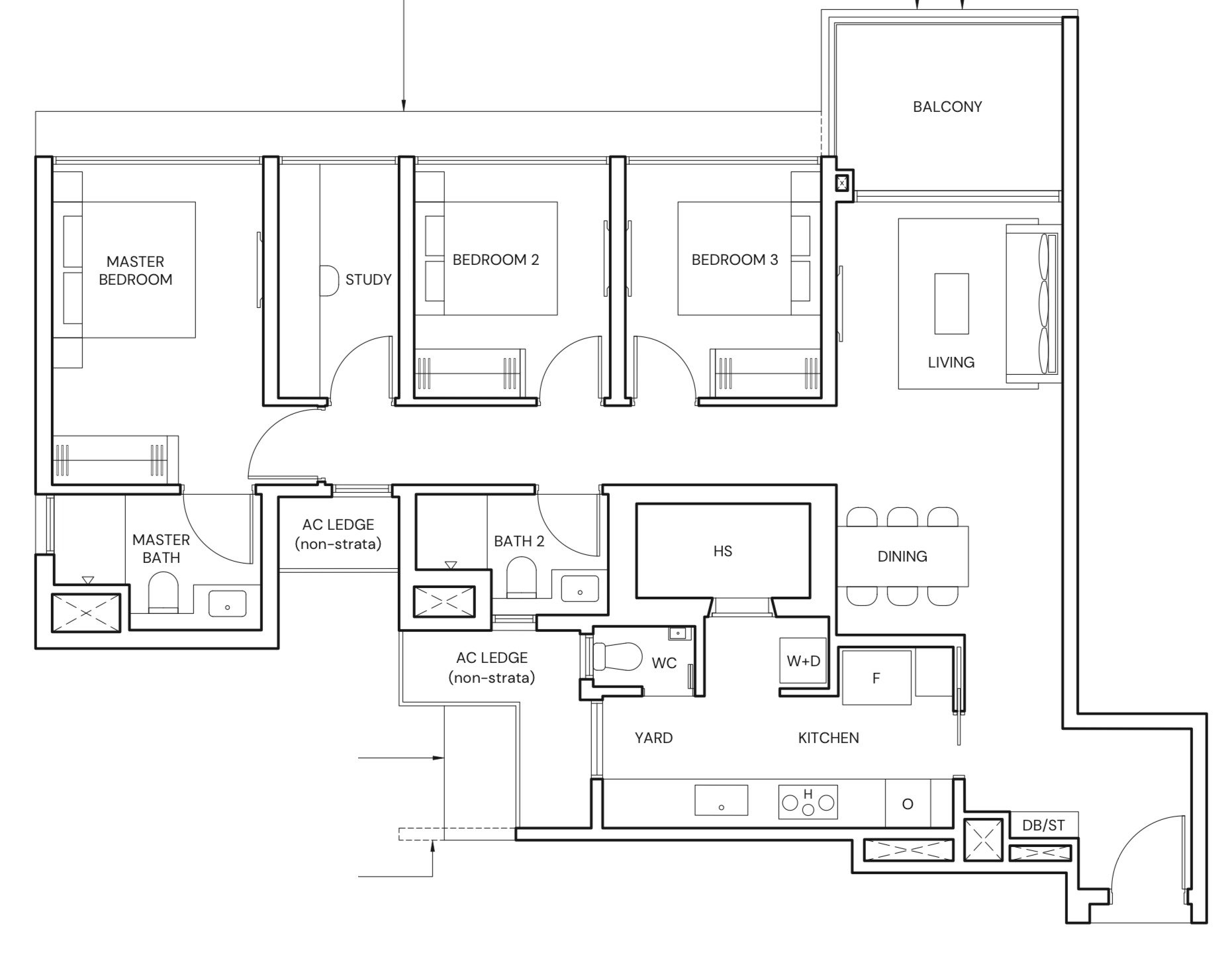 3 Bedroom Premium + Study floor plan