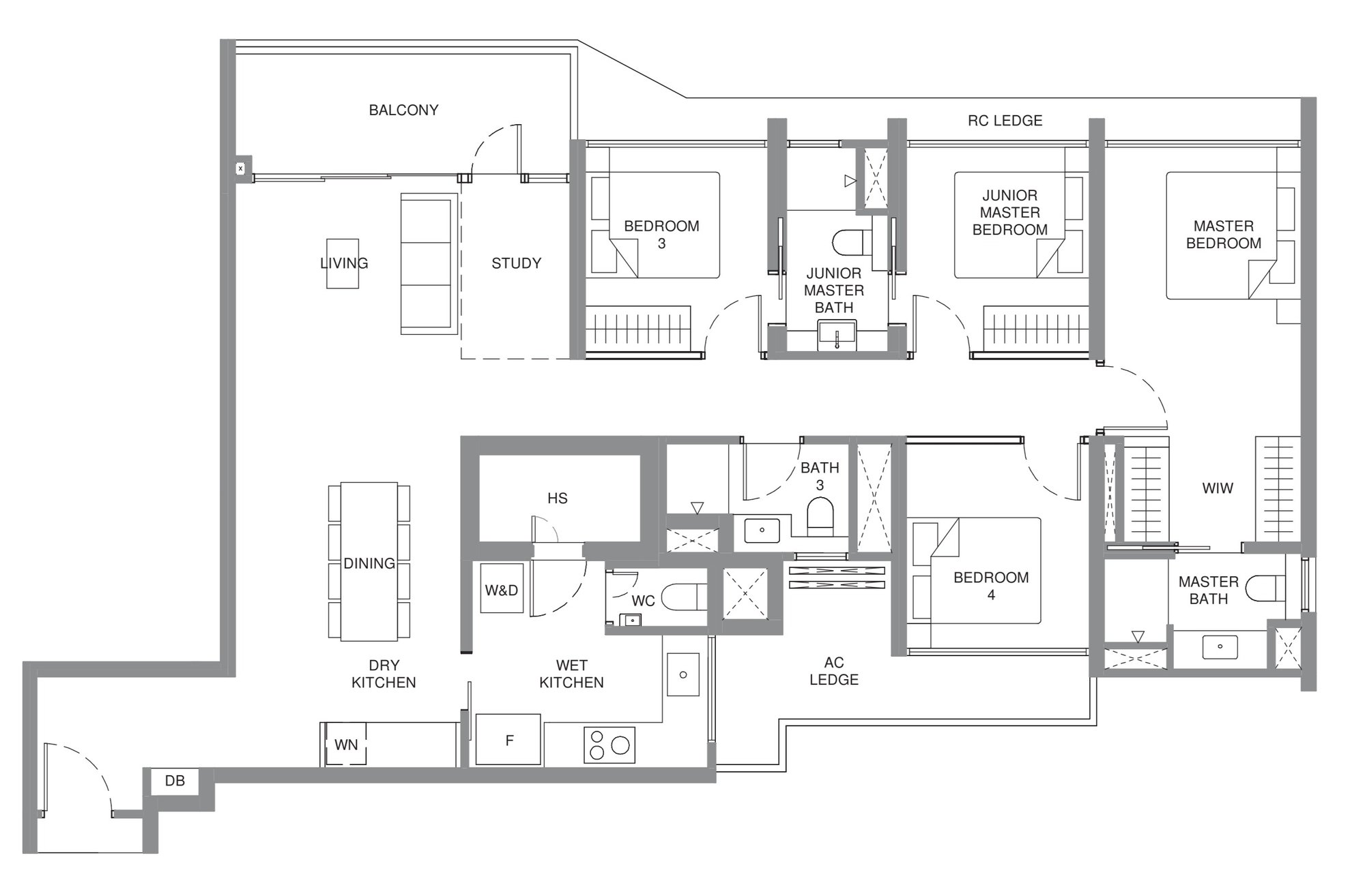 4 Bedroom Luxury + Study floor plan