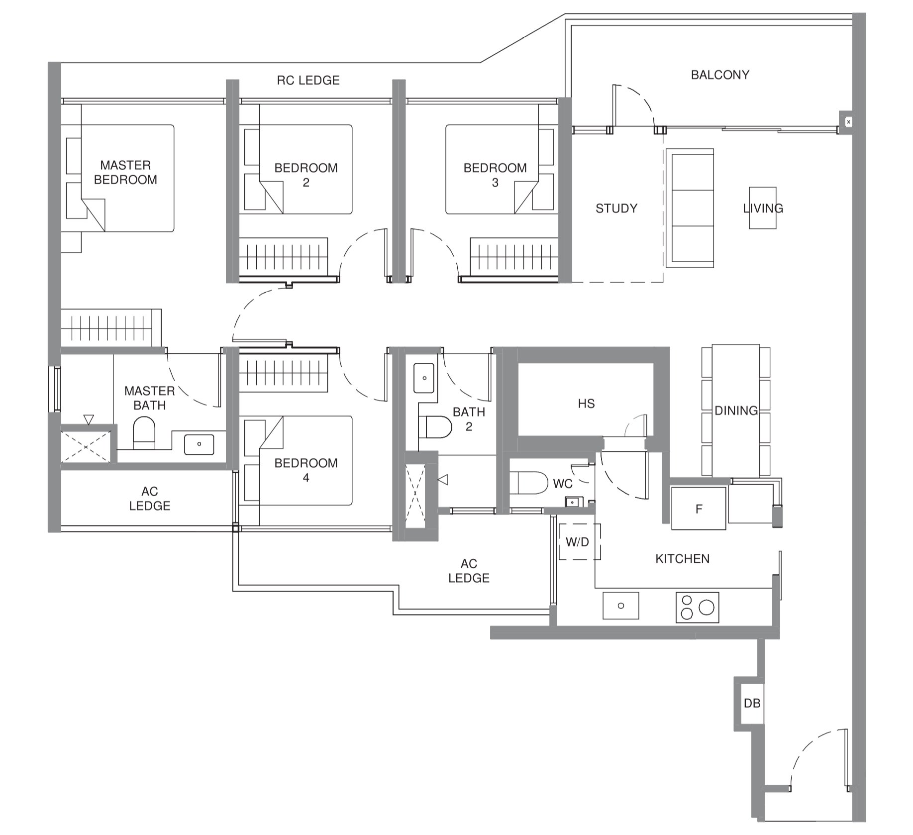 4 Bedroom Premium + Study floor plan